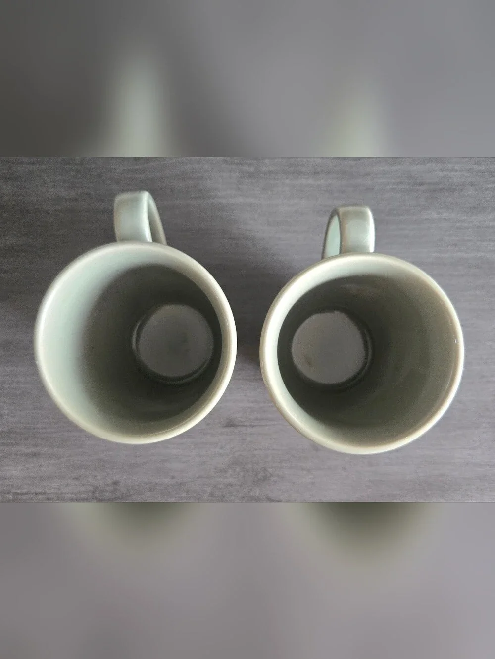 Crate & Barrel Set Of 2 Vintage Discontinued Sage Green Gallery Coffee Tea Mugs